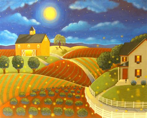 Firefly Farm Folk Art Painting by Mary Charles