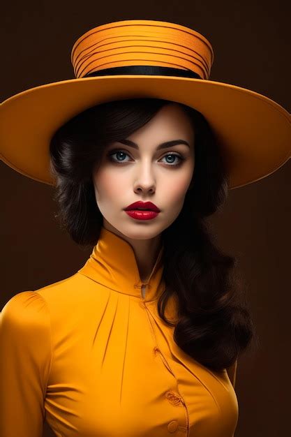 Premium Photo Woman Wearing Yellow Hat And Yellow Dress Generative Ai