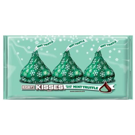 Holiday Hersheys Kisses Dark Chocolate With Mint Truffle 10 Ounce Bag Pack Of 6