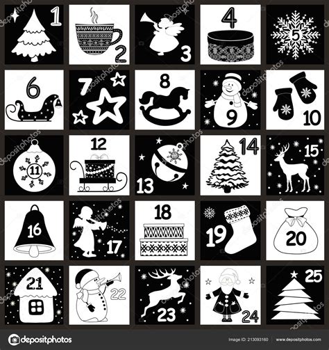 Christmas Advent Calendar Christmas Symbols Winter Holidays Poster Stock Vector by ©rodicabruma ...