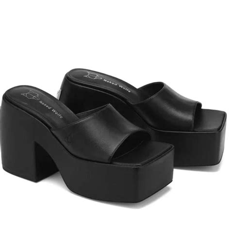 Naked Wolfe Fancy Black Leather Platform Sandals Depop