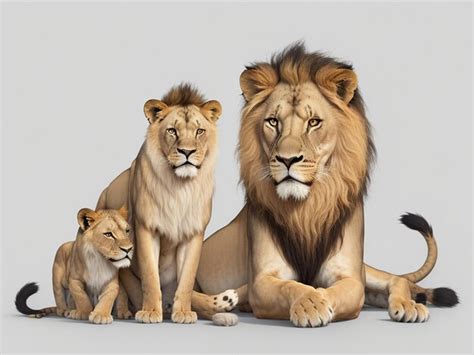 Premium AI Image | Family of lion isolated on transparent background