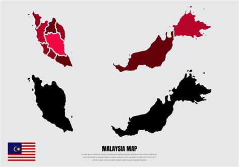 colección de vectores de diseño de mapas de Malasia de silueta vector