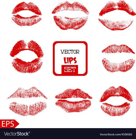 Print of pink lips set Royalty Free Vector Image