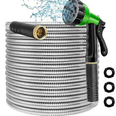 50ft Metal Garden Hose 304 Stainless Steel Heavy Duty 10 Function