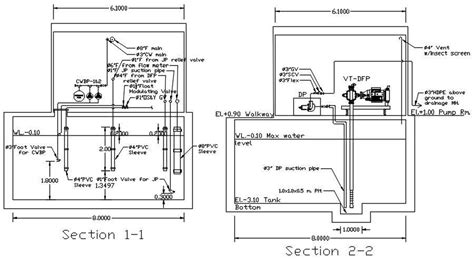 Section Detail Of The Underground Water Tank And Pump Room Detail