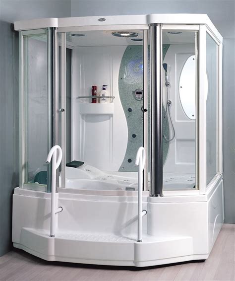 Steam Shower Enclosure For 2 Persons Whirlpool Massage Tub With 6 Jets