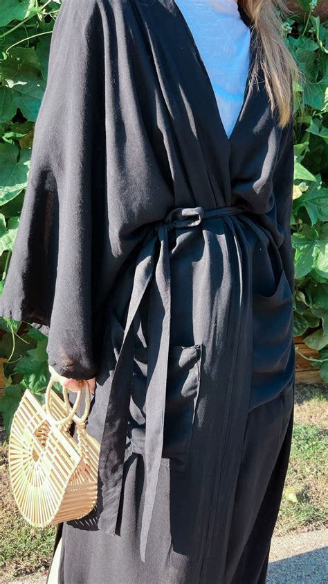 Black Oversized Kimono Hand Black Kimono Robe Long Unisex Etsy