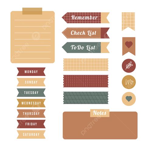 Cute Scrapbook Elements Vector Art PNG, Cute Planner Scrapbook Element ...