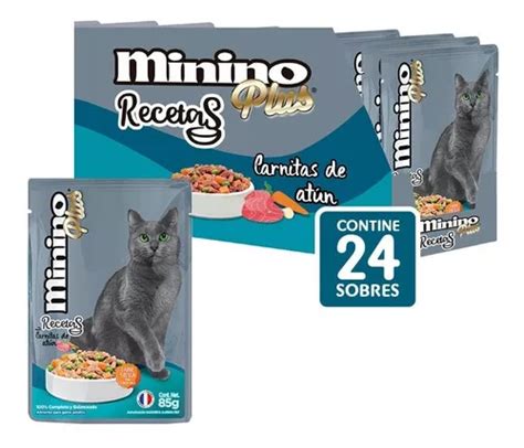 Pack X24 Alimento Para Gato Minino Plus Carnitas De Atún Meses sin