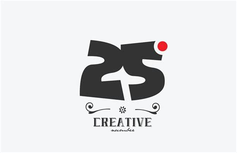 grey 25 number logo icon design with red dot. Creative template for company and business ...