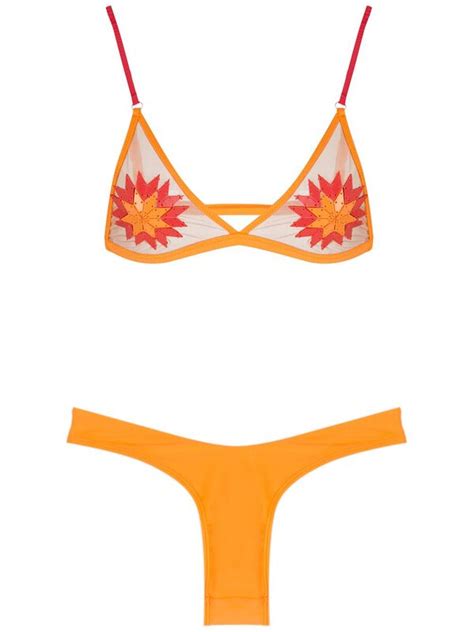 AMIR SLAMA Embroidery Sol Bikini Set Orange Editorialist