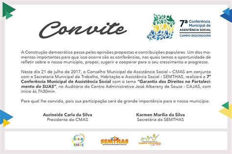 RÁdio ComunitÁria De Campo Redondo Convite Para SÉtima ConferÊncia