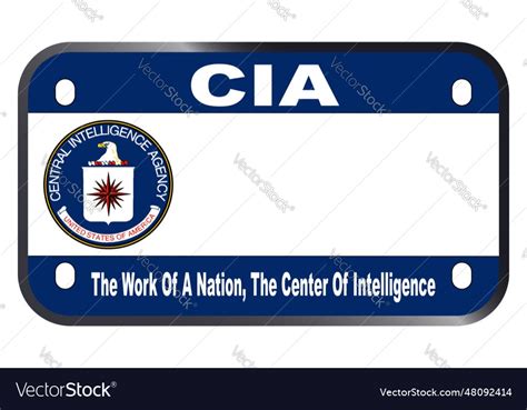 Spoof Cia Motorcycle License Plate Royalty Free Vector Image