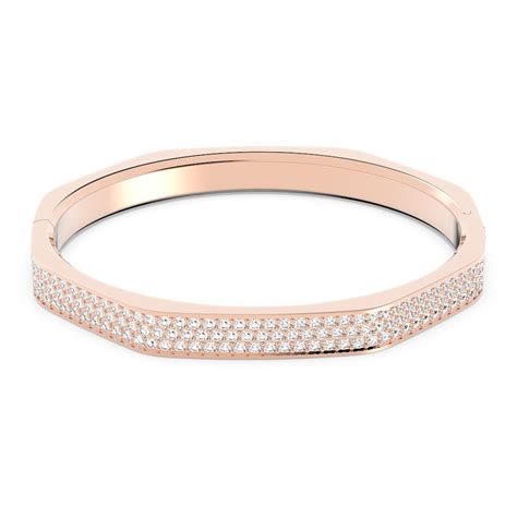 Dextera Bangle Octagon Shape White Rose Gold Tone Plated Swarovski