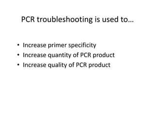 Pcr Troubleshooting Presentation Ppt