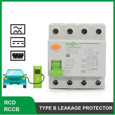 Din Rail Residual Current Circuit Breaker Type B Ka Dc Elcb P A