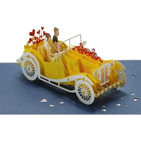 CUTPOPUP Wedding Car Carte D Anniversaire Pop Up Mariage 3D Carte