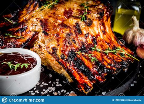 Grilled Bbq Pork Ribs Stock Image Image Of Beef Cooked 128529765