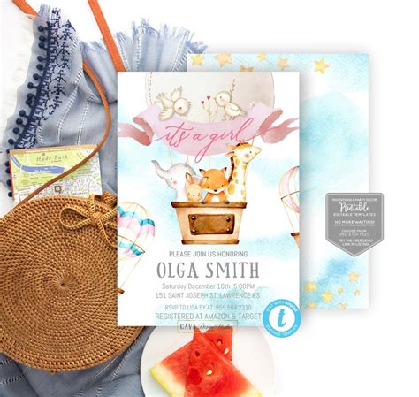 Hot Air Balloon Girl Baby Shower Invitation Baby Shower Invitation It S A Girl Baby Shower