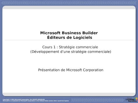 Ppt Microsoft Business Builder Diteurs De Logiciels Cours