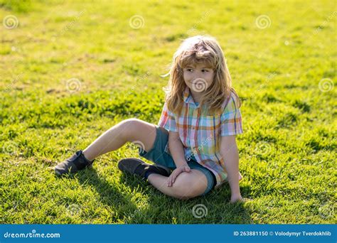 Summer Kids Outdoor Portrait. Happy Child Enjoying on Grass Field and ...