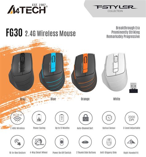 A4Tech FG30S Fstyler Silent Click Computer Wireless Mouse – Technoo