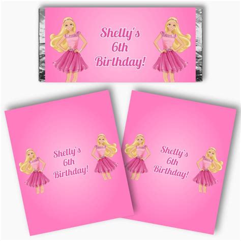 Personalised Barbie Birthday Party Mini Chocolate Labels Chocolate