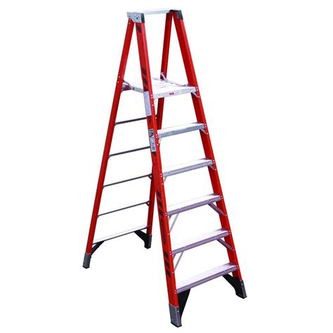 Werner 8 ft. Fiberglass Platform Step Ladder with 375 lb. Load Capacity ...