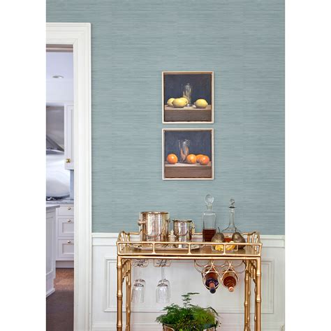 Sss4573 Sky Blue Classic Faux Grasscloth Peel And Stick Wallpaper By Society Social X Wallpops