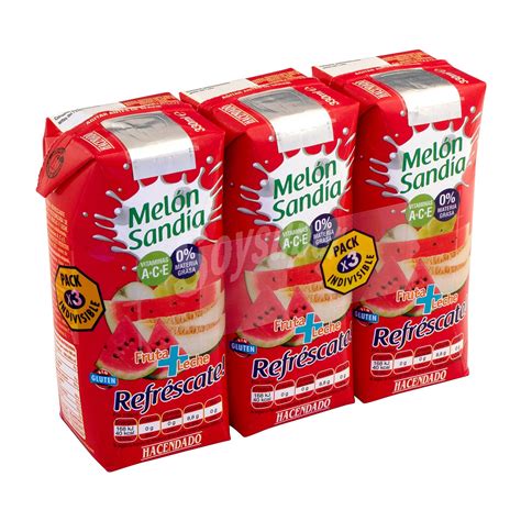 Hacendado Frutasleche Melon Sandia Brick Rojo 3 X 330 Ml