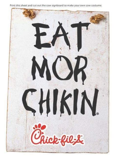 Printable Sign For Cow Costumes For Chick Fil A Cow Appreciation Day