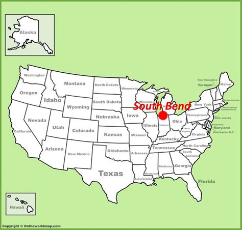 South Bend location on the U.S. Map - Ontheworldmap.com