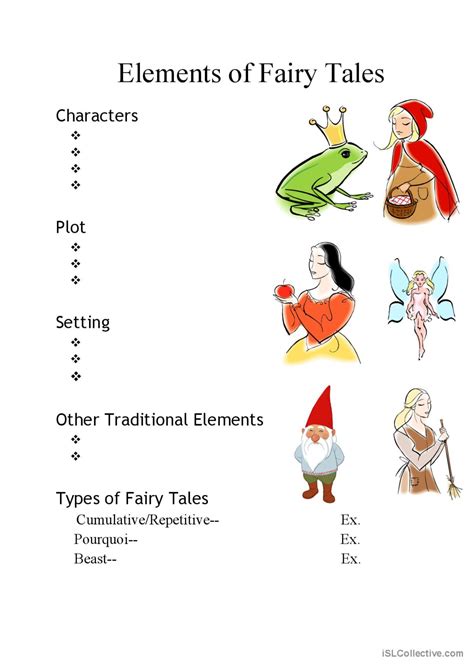 Elements Of Fairytales English Esl Worksheets Pdf Doc