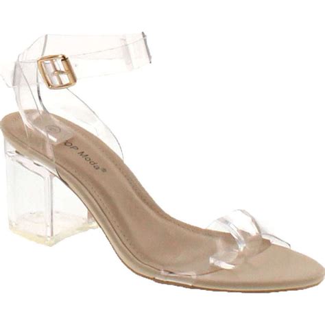 Top Moda Womens Lucite Clear Strappy Block Chunky High Heel Open Peep