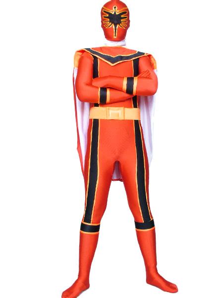 Halloween Orange Power Ranger Catsuit Zentai Spandex Superhero Costume ...