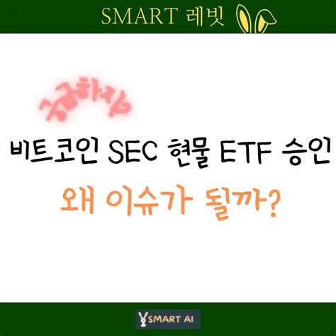 비트코인 SEC 현물 ETF 승인 왜 이슈가 될까