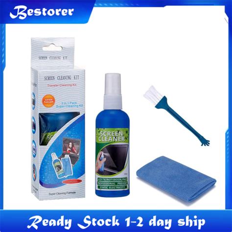 3in1 Cleaning Kit For Lcd Laptop Screen Cleaning Kit Cleaner Liquid Dvd Cd Wipe Dust Clean