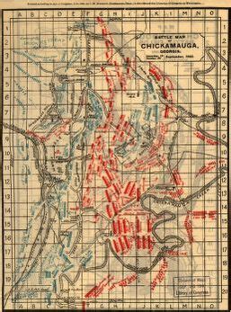 Battle Map Of Chickamauga Georgia Saturday 19 And Sunday 20