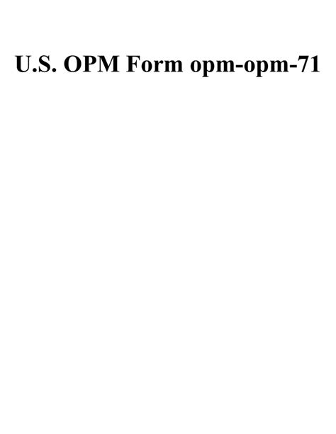 U S OPM Form Opm Opm 71