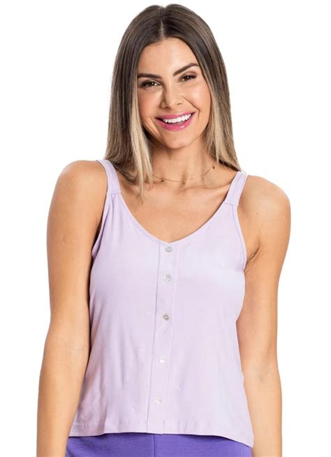 Blusa Sem Manga Decote V Feminina Roxo Rovitex