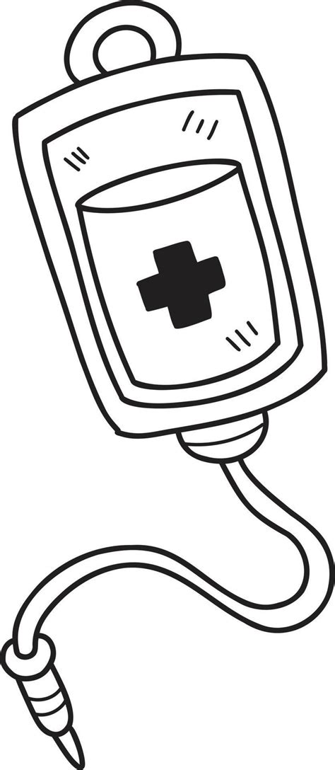 Hand Drawn Saline Bag For Hospital Illustration Vector Art At