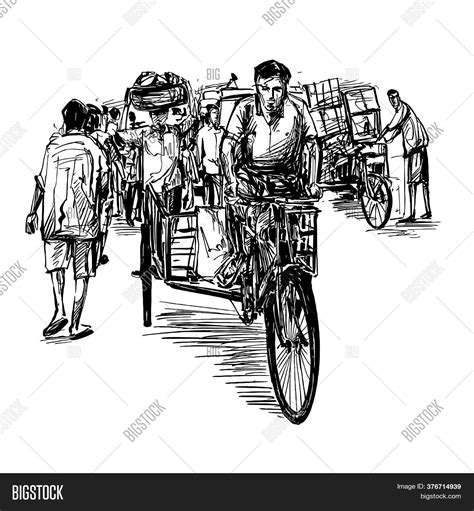 Drawing Rickshaw Vector Photo Free Trial Bigstock