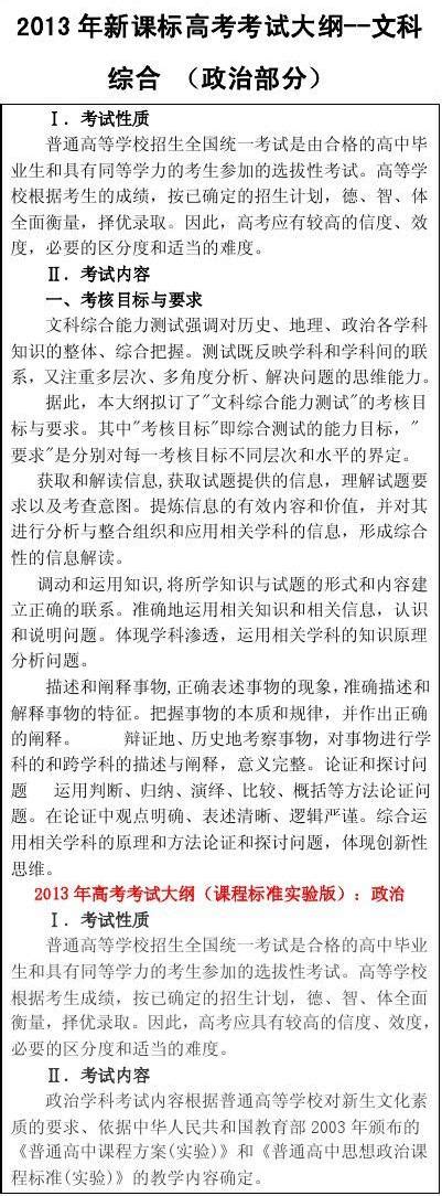 2013年新课标高考考试大纲word文档在线阅读与下载无忧文档