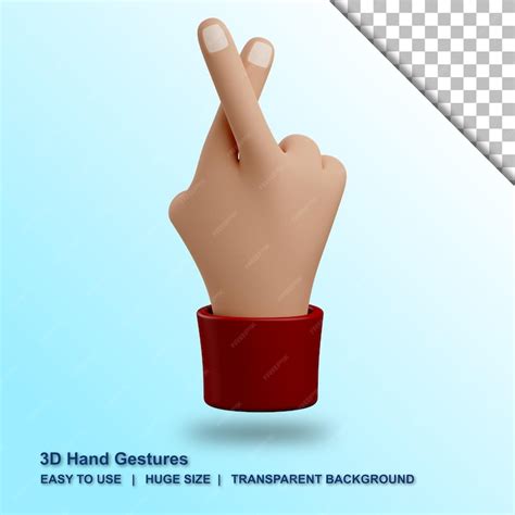 Premium Psd 3d Fingers Crossed Hand Gesture Illustration With