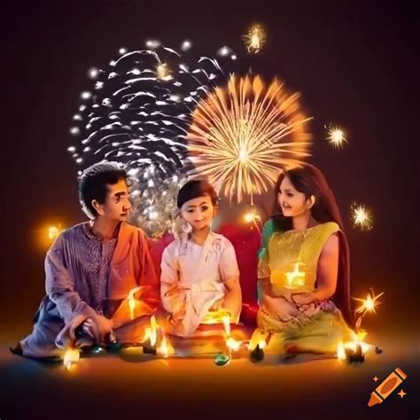 Diwali Celebration With Fireworks And Decorations On Craiyon