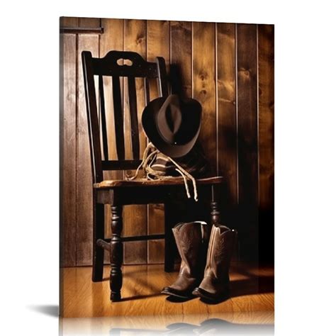 COMIO Vintage Western Cowboy Wall Art Cowboy Hat Boots Art Print