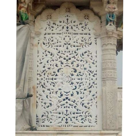 Outdoor Rectangular White Marble Carving Jali For Home Thickness 2 5