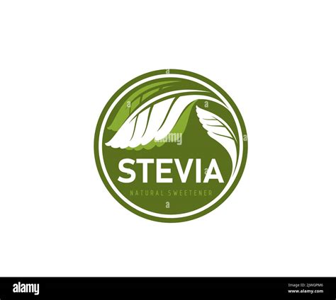 Stevia Leaves Icon Natural Food Sweetener Round Sticker Or Stamp