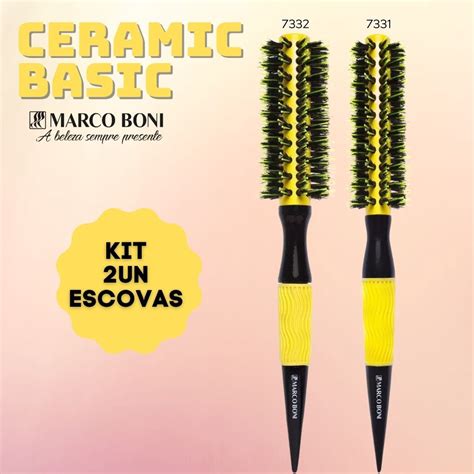 Kit Escovas Profissionais Cabelo Cerdas De Javali Termica Em Ceramica